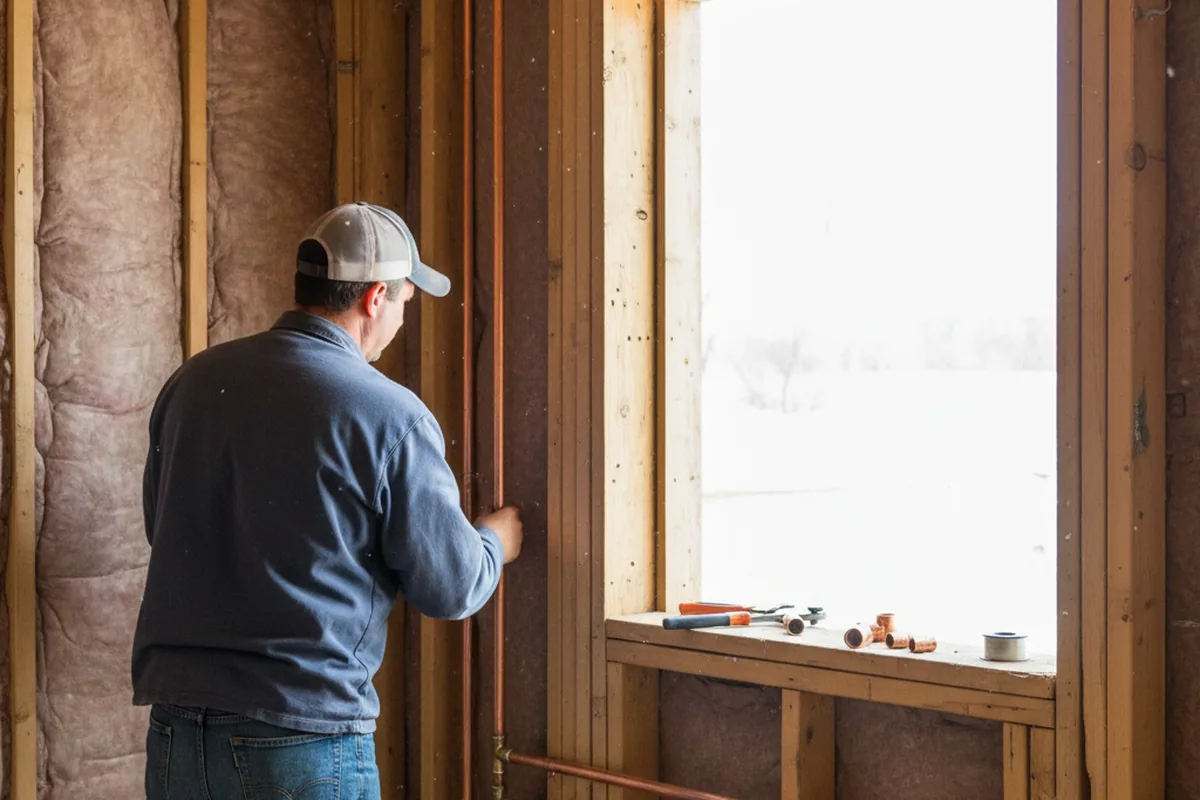 Licensed plumber running new copper supply lines in a Raceland home